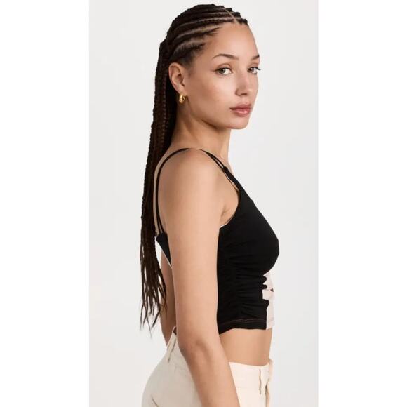NWT Ahluwalia Elshadai Ruched Crop Top In Black/Rust/Beige Size 8 - Picture 4 of 4